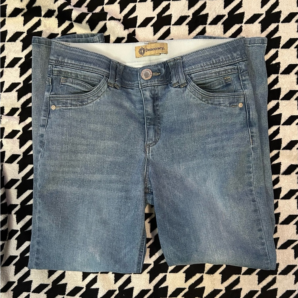 Democracy Ab Solution Cropped Straight Leg Stretch Jeans Light Wash Size 10